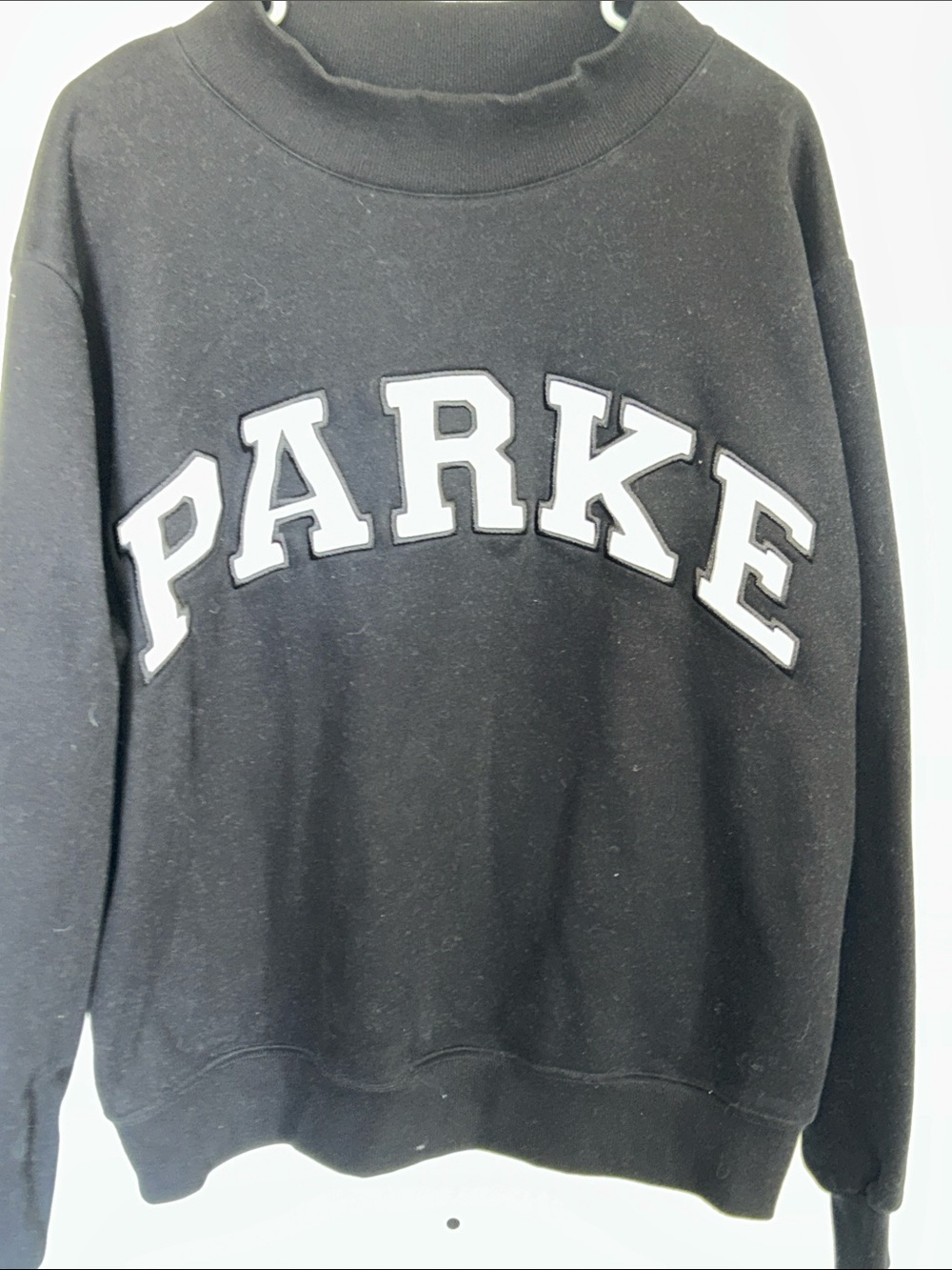 Parke Black Crewneck Sweatshirt with White Lettering